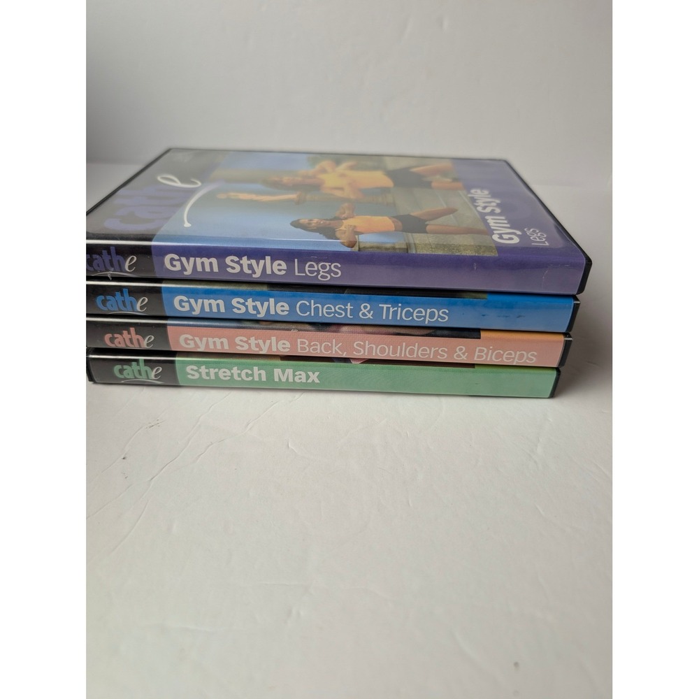 Cathe Friedrich Hardcore Series 4 DVD Lot Gym Style Legs Chest Back Stretch Max